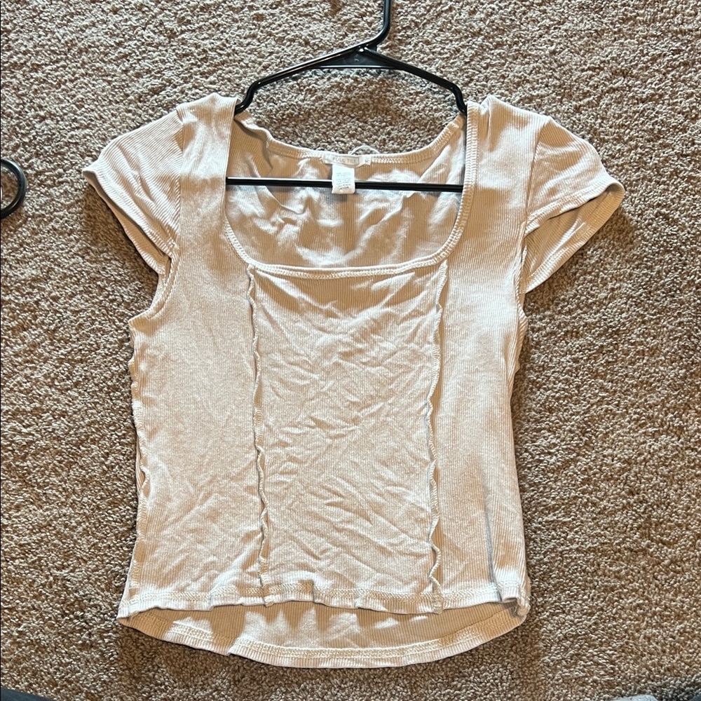 Full Tilt Cream Short Sleeve Top